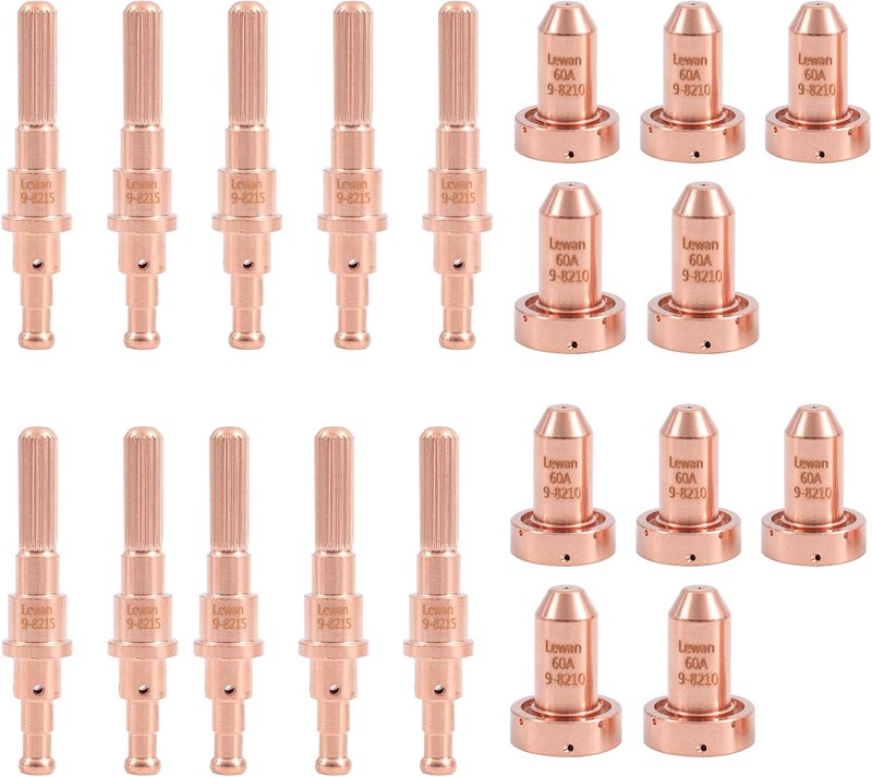 Lewan Store 10Pcs 9-8215 Electrode & 10pcs 9-8210 Nozzle Tips 60A fit Thermal Dynamics SL60/SL100 Plasma Cutting Torch Consumables - Image 1